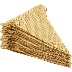 LEOBRO 48 Pcs Burlap Banner, 36Ft Triangle Flag, DIY Decoration for Holidays, Wedding, Camping, Party, New Year Decorations, Merry Christmas Banner, Indoor Christmas Decoration