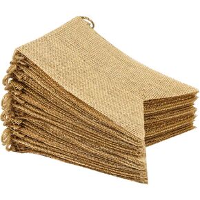 LEOBRO 48 Pcs Burlap Banner, 30 Ft Swallowtail Flag, DIY Decoration for Holidays, Wedding, Camping, Party, New Year Decorations, Merry Christmas Banner, Indoor Christmas Decoration