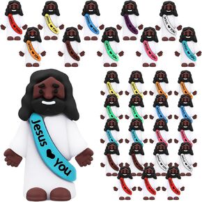 Bememo 50 Pcs Mini Black Jesus Little Black Jesus Tiny Jesus Bulk to Hide and Seek Religious Party Favors Sunday School Gifts