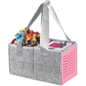 Carrying Case for Toniebox Audio Player Starter Set,Travel Felt Cloth Musical Toy Folding Hand Bag for Tonie Starter Set and Tonies Figures (Pink)