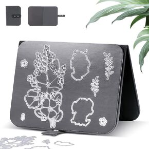 Yoseng Magnetic Craft Die Stand - 8.1 x 6.1 Inches, Foldable PU Leather Case with Thick Magnetic Sheets for Handmade Die Cut Storage & Organization
