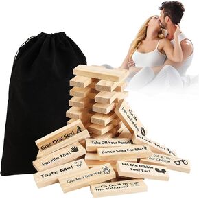 Lust Tower Adult Block Tower Game,Super Naughty Block Tower Game,Valentine Tumbling Tower Stacking Blocks Game,(48pcs)