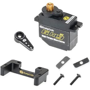 RampCrab 6kg Steering Servo with Mount Bracket and Servo Horn for FMS FCX24, Upgrade Parts for RC Crawler 1/24 Scale FCX24 Power Wagon Butcher & Max Smasher Big Foot, K5 (Black Horn)