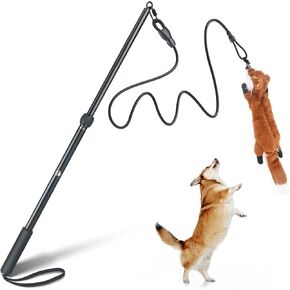 Flirt Pole for Dogs - Heavy Duty Interactive Dog Rope Toy, Agility Training Fishing Pole for Large and Small Breeds, Durable Exercise Stick with Replaceable Tails