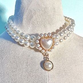 Dog Pearl Collar Jewelry with Sparkling Gemstone Pet Wedding Collar Pet cat and Puppy Costume Accessories