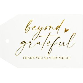 G2PLUS Thank You Gift Tags, Beyond Grateful Tags, 50PCS Thank You So Very Much Tags, Gold Foil Thank You Tags with String for Wedding, Baby Shower, Birthday, Fall Holiday Party Favors (3''x2'')