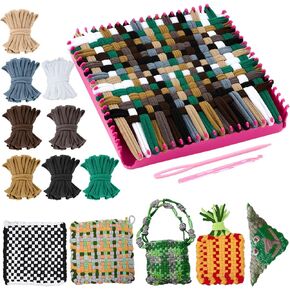 Mindsoft 195 Pieces Weaving Loom Kit Toys for Adults, Sturdy Frame Potholder Loom Making Kit, DIY Weaving Kit, Knitting Gifts for Beginners