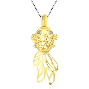 925 Sterling Silver/Gold Plated Goldfish Cage Pendants Crafting Charm for DIY Necklace Bracelet Jewelry Making