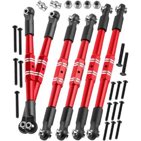 RC Turnbuckles Tie Rods Linkage Set Upgrades Part for 1/10 Kraton 4x4 4S V2,Outcast 4x4 4S V2,Alloy Aluminium Turnbuckles Camber Links Steering Linkage Rod,Red