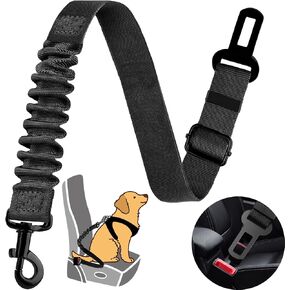 Dog Seat Belt Retractable Dog Car Harness 1 Pack Adjustable Elastic Bungee Buffer Heavy Duty & Durable & 360 Degree Swivel.