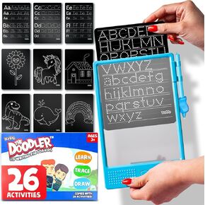 BUNMO Doodle Board with 26 Unique Designs | Patent Pending | The Only Kids Drawing Tablet with Insertable Tracing Cards | Learn to Write or Trace & Color | Kids Drawing Pad