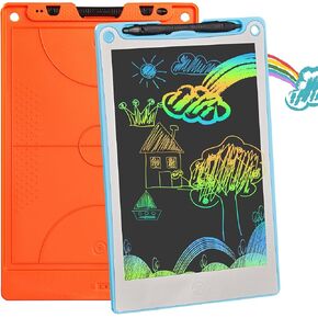 LCD Writing Tablet for Kids Set of 2 - Colorful Doodle Board - 10 Inch Erasable Reusable Drawing Pad- Orange Blue, Learning Toys Gift for 3 4 5 6 Years Old Birthday Stocking Stuffer Christmas Gifts