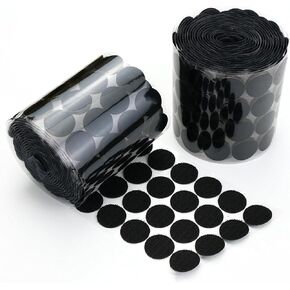 200pcs (100 Pair Sets) 15mm Diameter Sticky Back Hook Coins, Black Hook & Loop Dots for DIY Crafts Office Classroom Office Home