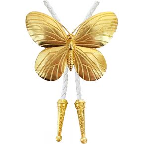 Daisy Del Sol Handmade Gold 3D Bumblebee Butterfly Vegan Faux Leather Adjustable Fashion Statement Necklace Bolo Tie