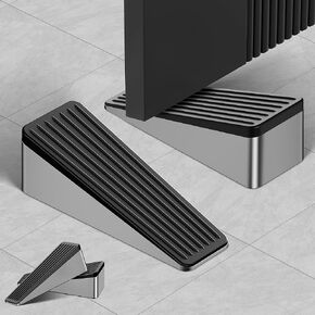 Crosize 4 Pack Door Stoppers, Non-Slip Door Stop Wedge for Bottom of Door, Door Stops for Heavy Duty Door, Silver