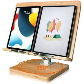 wishacc 360° Rotatable Book Stand, Cookbook Stand, for Kitchen, Home Office, Laptop, Tablet, Kindle (15.4 x 11 inches)