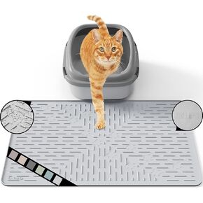 OHMO Cat Litter Mat Large Trapping Mat Premium Silicone Rubber 23.5x16 Sage Green, Waterproof and BPA Free Kitty Litter Box Mat, Easy to Clean and Keeps The Floor Tidy