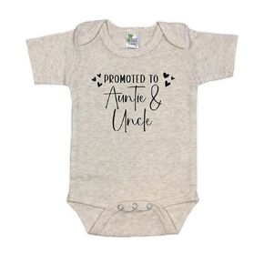 Promoted to Auntie and Uncle Pregnancy Announcement Infant Bodysuit - Surprise Gift For Aunt, Uncle, Sister, and Brother (Natural)