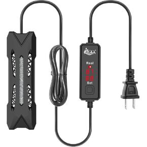 AQQA Small Aquarium Heater,Submersible Fish Tank Heater Adjustable Temperature,Mini Short Dual-use Fish Heater with LED Digital Display Thermostat,Saltwater Freshwater 50W
