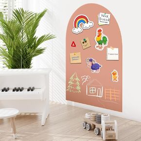 Magnetic Wall Decal Arch, 31" x 39" Magnetic Chalk Board Sticker for Kids, Playroom, Home (Milk Tea)