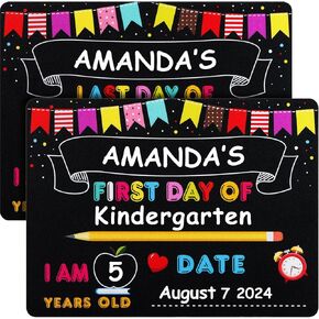PETCEE First Day of School Board - 9" x 12" Double Sided Reusable and Erasable First and Last Day of School Chalkboard Back to School Supplies First Day of School Sign Photo Prop for Kids Son Daughter