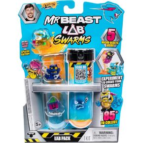 MrBeast Lab Swarms Series 2, Atomic Series Lab 5 Pack, Experiment by Adding Water, Shaking The Test Tube and Reveal 2 of The 5, 1 Inch / 2.5 cm MrBeast Themed Swarms Collectible Micro Beasts