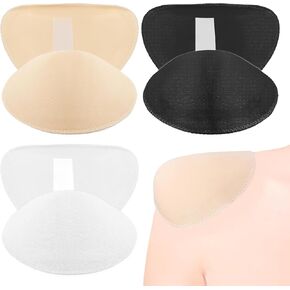 3Pair Black Shoulder Pad, Women Set-in Shoulder Pad, Shoulder Pad for Women Clothing for All-Day Wear, Adhesive Sponge Enhancer Shoulder Pad, Reusable Shoulder Push-Up Pad(Black, Flesh Color, White)