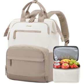 LOVEVOOK Lunch Backpack for Women, 15.6 Inch Laptop Bag with Insulated Cooler Lunch Box, Work Backpack for Teacher Nurse, Travel Backpack Lunch Bag for Camping Picnic Daily Use