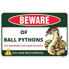 Venicor Ball Python Sign - 8 x 12 Inches - Aluminum - Beware of Ball Python Snake Tank Decor Accessories Hide Gifts Stuff