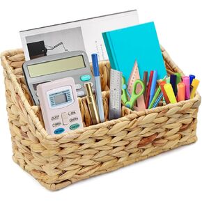 Woven Mail Organizer for Desk Countertop, Mail Holder Sorter Storage Basket for Desktop Counter, Mail Bill File Envelope Letter Organizer Holder Sorter Basket for Desk Desktop Countertop