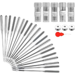 ilauke Universal Sewing Machine Needles, 100pcs Sewing Machine Needles, Sewing Needles for Singer, Brother, Janome and Sewing Machines, Needles Sizes HAX1 65/9, 75/11, 90/14, 100/16, 110/18