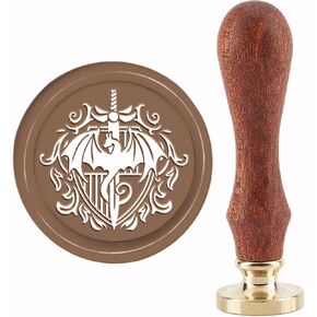 CRASPIRE Dragon Wax Seal Stamp Sword Vintage Sealing Wax Stamps Baroque Shield 30mm Retro Removable Brass Head with Wood Handle for Wedding Invitations Envelope Halloween Christmas Thanksgiving