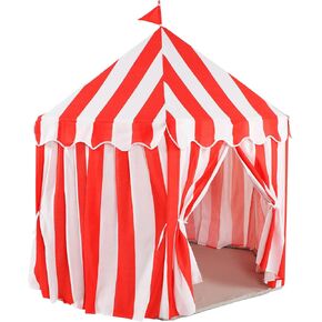 خيمة كبيرة للأطفال 55 "× 53" Kids Playhouse Red and White Stripe Tent for Carnival Party Supplies للعب والألعاب ألعاب التخييم الداخلية والخارجية