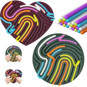 Sensory Activity Board, ZIYI Silicone Fidget Toys for Stress Relief, Calming, Anxiety, ADHD, Autism Sensory Products for Kids 3+ & Adults, Fidgets Pad | Portable Travel Bag | 13 Strings (Green & Red)