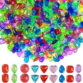 150pcs ألعاب الغوص للأحجار الكريمة ، بلورات بلورات ملونة ، جواهر الكنز أكريليك الأحجار الكريمة البلاستيكية الأحجار الكريمة لأحجار الكريمة المزهرية الصيفية شاطئية ألعاب منزلية الحفلات