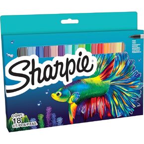 Sharpie Permanent Marker Set | Limited Edition Colour Assortment | Fine Point | 18 Count Marker Pens | Back to School Set
