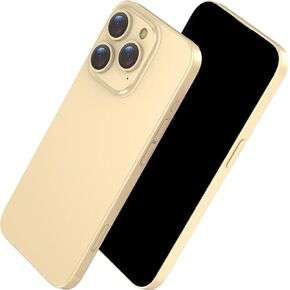 Fake Phone Dummy Prop Phone, Black Screen Prank Stuff Decoy Phone Pear Phone Non-Working Phone 15 Pro for Kid Play, Display Phone Look Like Real Phone 14 Pro (Gold)