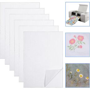 AOZUO 6 Sheets Sticky Water Soluble Embroidery Stabilizer, 11.7"x 8.26" Dissolvable Printable Paper Self Adhesive Wash Away Stabilizer for Print Draw Patterns Hand Machine Embroidery