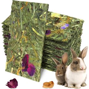 12 Pcs Timothy Grass Crispy Chips, Rabbit Natural Treats, Timothy Hay Toys Chips Bunny Chew, Snacks for Hamster Chinchillas Gerbils Rats Small Animals Teeth Care