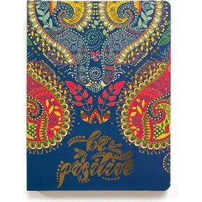 Paper House Productions 8" Foil Embossed Soft Cover Journal with Dot Grid Pages and Satin Ribbon Page Marker - Life is What You Make It
