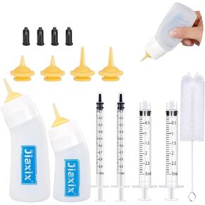 Kitten Puppy Bottle for Nursing,90ml/60ml Silicone Pet Bottles Feeding and Replacement Mini Nipples with Syringes,White