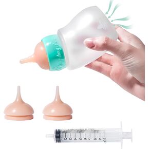 Doggiema Puppy Feeder Bottle, Silicone Feeding Nipple and Syringes for All Breed of Puppies and Other Animals
