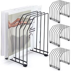4 Pcs File Organizer for Desk 6 Sections Binder Organizer Metal Binder Holder Desktop File Holder Stand for Office School Paper Mail Book Storage Folder