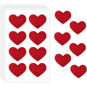 Heart Stickers, 320 PCS Heart Stickers for Kids, 1.5 Inch Large Glitter Red Heart Shaped Stickers, Self-Adhesive Love Decorative Stickers Labels for Valentine's Day Kids Reward Envelopes Scrapbooking