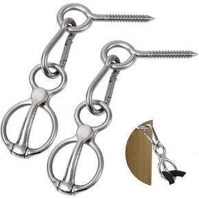 Horse Tie Ring Stainless Steel Horse Training Equipment with Eye Bolt Magnetic Horse Tack and Supplies Safe Horse Accessories with Eye Screws, Prevent Horses from Pulling Back (2-Pack)