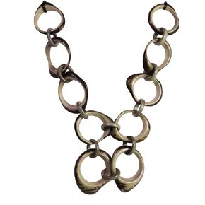 Gray Organic TAGUA Bib Necklace, Chained Strand - Mid-Century Modern - IBARRA - Artisan Elegant