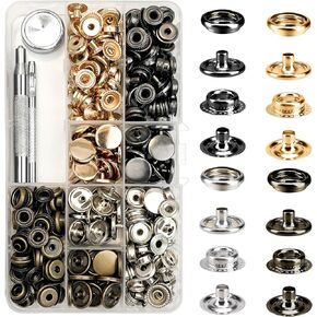 320PCS Stainless Steel Snaps, GTAAOY Snap Fasteners Kit, 15mm Heavy Duty Snap Button Press Stud Cap for Clothes Bag Leather Boat Canvas (80SET/4 Color)