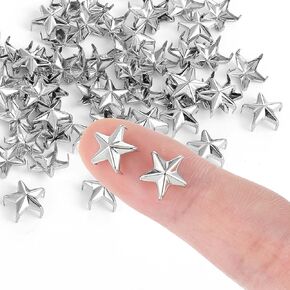 Lnngub 150 PCS 10mm Star Stars للملابس ، ورؤوس نجم صغيرة من المسامير النجمة النجمة مسامير مسببة معدنية للملابس للملابس أحذية حزام حزام كاب DIY الجلود ، والفضة