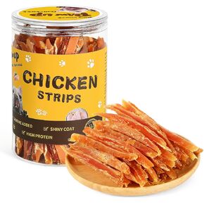 Chicken Jerky Strips Dog Treats, Training Treats for Dogs w/Taurine, Low Fat, Natural Chicken Jerky Cuts, 12.5 oz