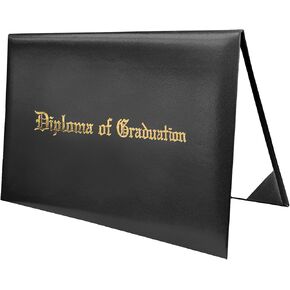 MyGradDay Imprinted Diploma Cover 8.5x11 Diploma Holder Graduation Certificate Cover Smooth Leather Letter Size Black
